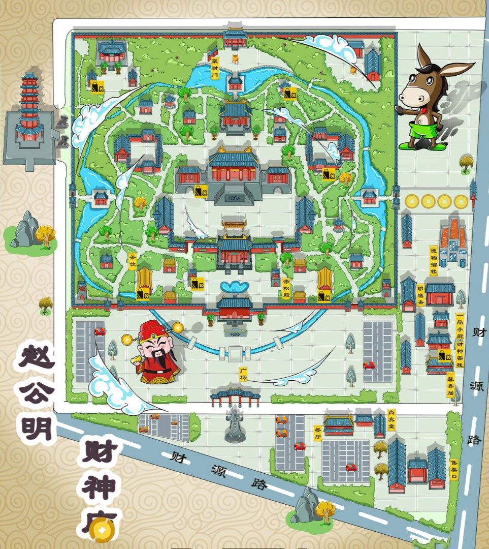 广水寺庙类手绘地图